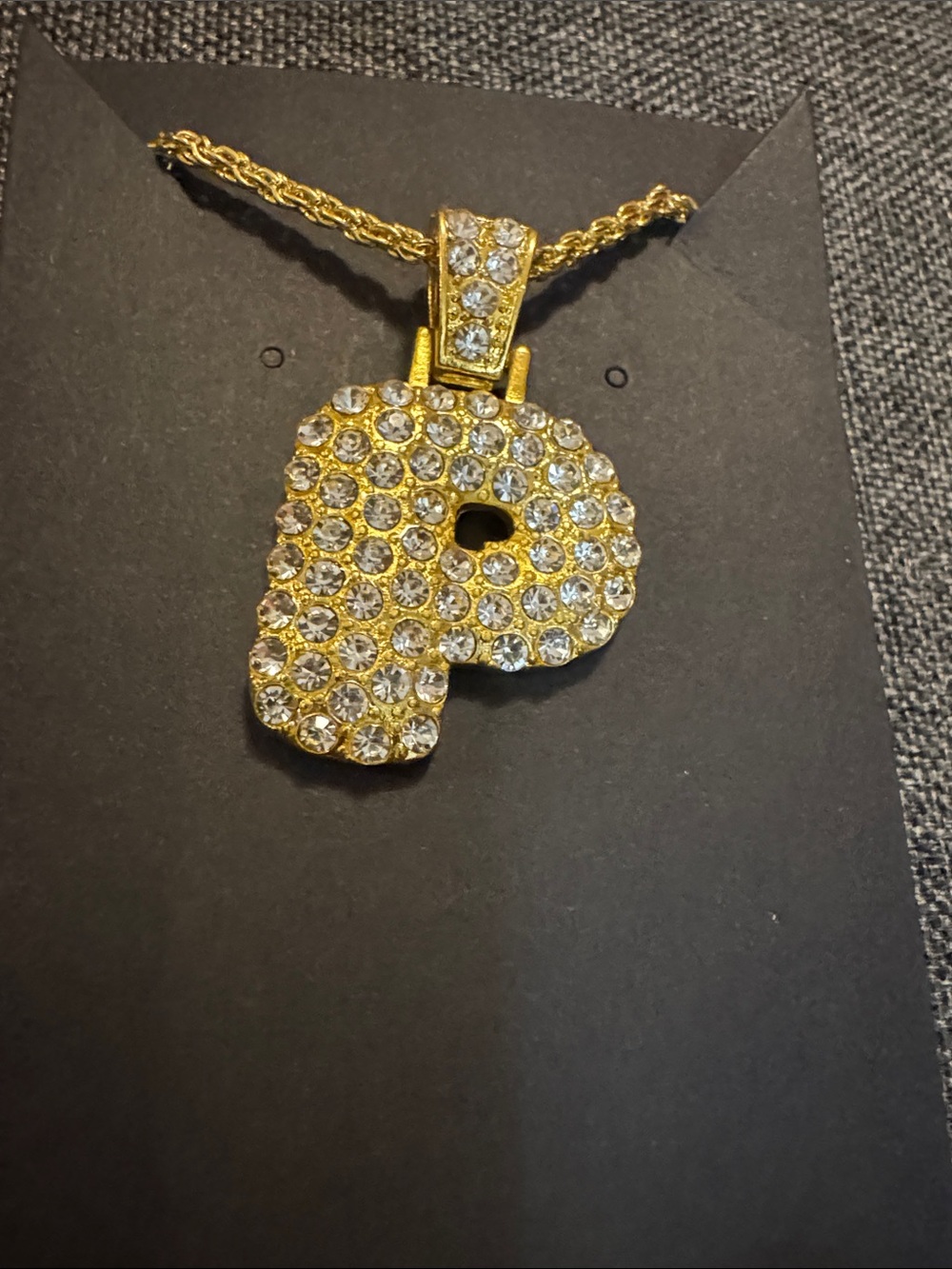Gold Crystal Pavé Letter P Pendant Necklace